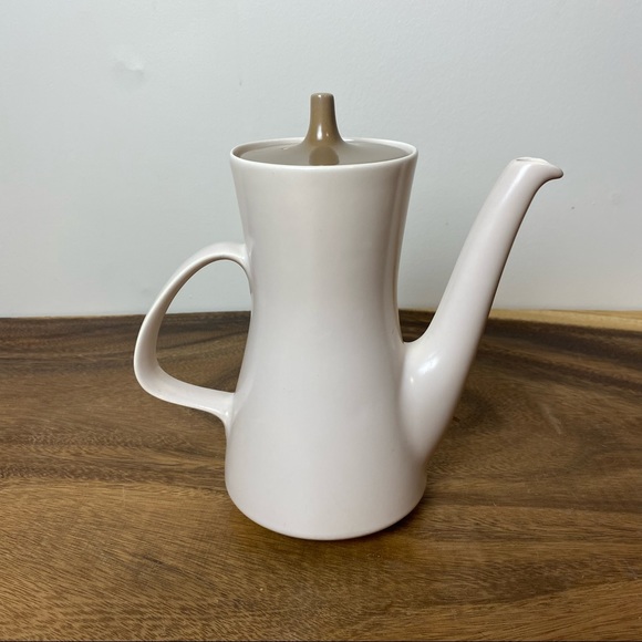 Poole England Teapot Two Tone Mid Century White Brown